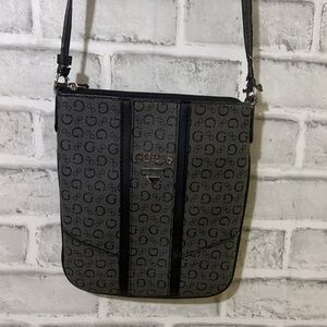 GUESS Charcoal and Black Logo Messenger Bag